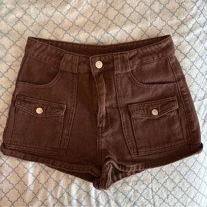 SHEIN High Waist Brown Women's Shorts